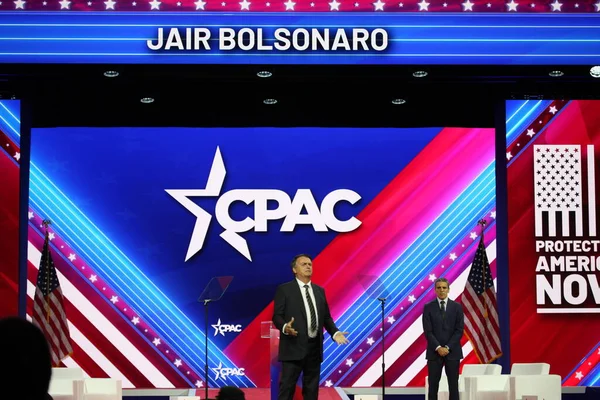 Presidente Brasil Jair Bolsonaro Cpac Covention Protecting America Now Maryland — Foto de Stock
