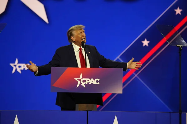 Donald Trump Cpac Konventionen Som Skyddar Amerika Maryland Mars 2023 — Stockfoto