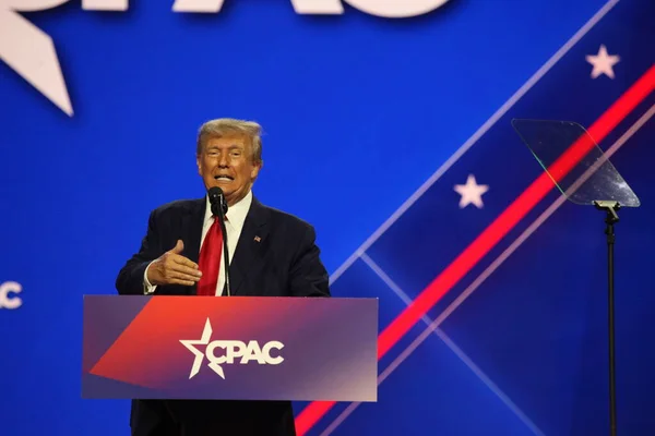 Donald Trump Cpac Konventionen Som Skyddar Amerika Maryland Mars 2023 — Stockfoto