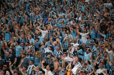 Gaucho Futbol Şampiyonası: Gremio ve International. 2005 Mart 2023, Porto Alegre, Rio Grande Do Sul, Brezilya: Gremio ve Inter arasındaki futbol maçı, Gremio Arena 'da düzenlenen 2023 Gaucho Şampiyonası' nın 10. turu için geçerlidir.
