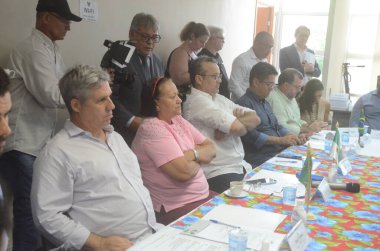 Tarım Bakanı Natal 'da Köylülerle görüşüyor. 07 Mart 2023, Natal, Rio Grande do Norte, Brezilya: Tarımsal Kalkınma ve Aile Tarım Bakanı Paulo Teixeira ile yapılan toplantıya köylüler de katıldı