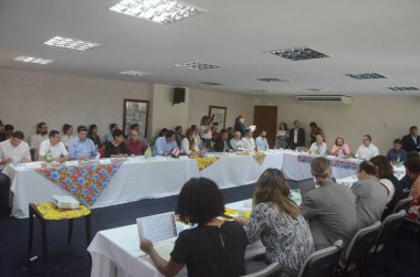 Tarım Bakanı Natal 'da Köylülerle görüşüyor. 07 Mart 2023, Natal, Rio Grande do Norte, Brezilya: Tarımsal Kalkınma ve Aile Tarım Bakanı Paulo Teixeira ile yapılan toplantıya köylüler de katıldı