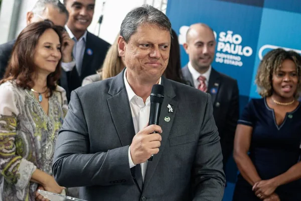Gobernador Sao Paulo Tarcisio Participa Campaña Vacunas Sao Paulo Marzo —  Fotos de Stock