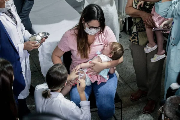 Sao Paulo Valisi Tarcisio Sao Paulo Daki Aşı Kampanyası Katıldı — Stok fotoğraf