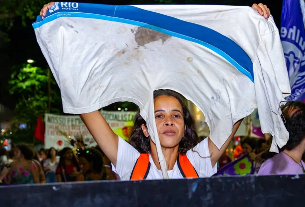 Διαδήλωση Για Διεθνή Ημέρα Της Γυναίκας Στο Ρίο Ντε Τζανέιρο — Φωτογραφία Αρχείου