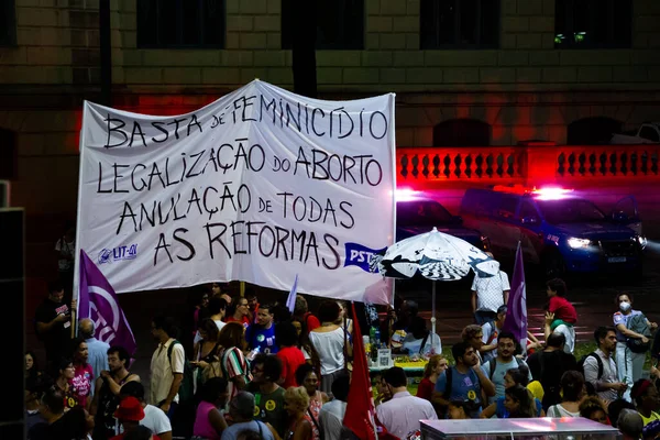 Διαδήλωση Για Διεθνή Ημέρα Της Γυναίκας Στο Ρίο Ντε Τζανέιρο — Φωτογραφία Αρχείου
