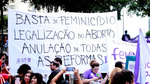 Manifestation Womens Day Rio Janeiro Березня 2023 Року Ріо Жанейро — стокове фото