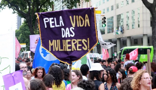 Manifestação Dia Mulher Rio Janeiro Março 2023 Rio Janeiro Brasil — Fotografia de Stock