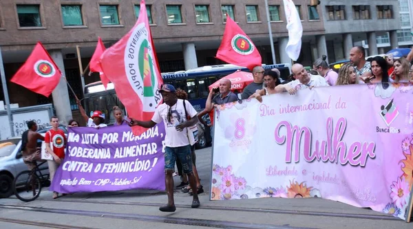 Manifestation Lors Journée Femme Rio Janeiro Mars 2023 Rio Janeiro — Photo