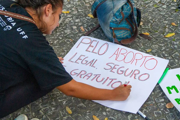 Protest Internationella Kvinnodagen Rio Janeiro Mars 2023 Rio Janeiro Brasilien — Stockfoto