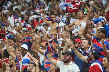 Fortaleza, Cerro Porteno 'ya karşı. 09 Mart 2023, Fortaleza, Ceara, Brezilya: Fortaleza (Brezilya) ve Cerro Porteo (Paraguay) arasındaki futbol maçı, 2023 Copa Libertadores 'in üçüncü ön safhası için geçerlidir.