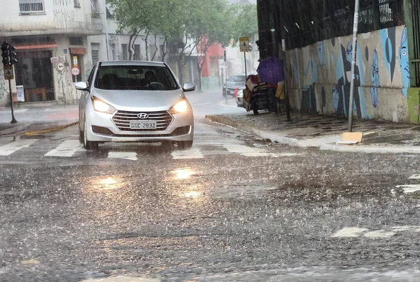 Heftige Regenfälle Mit Überschwemmungen Treffen Sao Paulo März 2023 Sao — Stockfoto