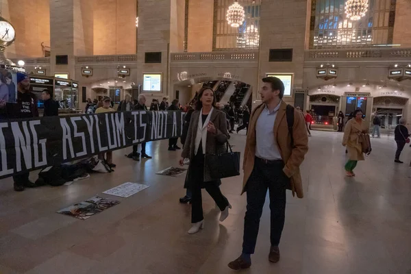 Demonstração Pró Imigração Grand Central Station Março 2023 Nova York — Fotografia de Stock