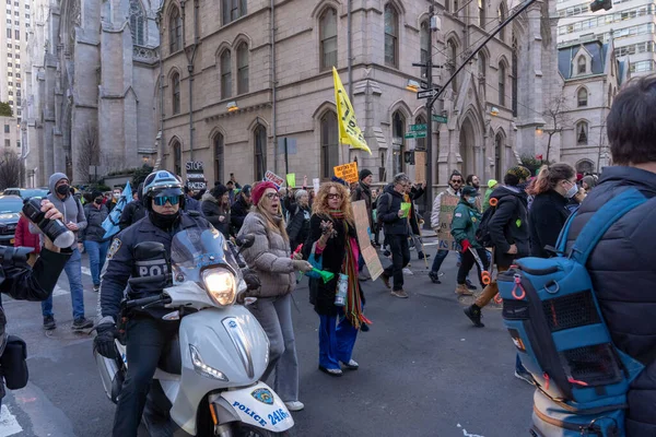 Activistas Nueva York Manifiestan Contra Del Centro Entrenamiento Policial Cop —  Fotos de Stock