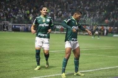 Paulista Futbol Şampiyonası: Palmeiras, Sao Bernardo 'ya karşı. 11 Mart 2023, Sao Paulo, Brezilya: Palmeiras 'lı Rony, Palmeiras ve Sao Bernardo arasındaki futbol maçında Paulista Şampiyonası çeyrek finalleri için geçerli olan golünü kutluyor.