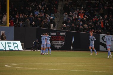 2023 MLS Normal Sezon: NYCFC, Inter Miami CF 'ye karşı. 11 Mart 2023, New York, ABD: Miami 'den bir oyuncu 2023 MLS Normal Futbol Maçı' nda NYCFC 'ye 1-0 üstünlük verilmesine karşı gol attı. 