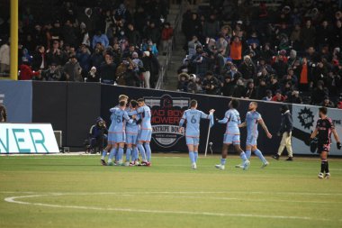 2023 MLS Normal Sezon: NYCFC, Inter Miami CF 'ye karşı. 11 Mart 2023, New York, ABD: Miami 'den bir oyuncu 2023 MLS Normal Futbol Maçı' nda NYCFC 'ye 1-0 üstünlük verilmesine karşı gol attı. 