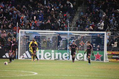 2023 MLS Normal Sezon: NYCFC, Inter Miami CF 'ye karşı. 11 Mart 2023, New York, ABD: Miami 'den bir oyuncu 2023 MLS Normal Futbol Maçı' nda NYCFC 'ye 1-0 üstünlük verilmesine karşı gol attı.