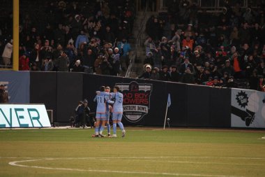 2023 MLS Normal Sezon: NYCFC, Inter Miami CF 'ye karşı. 11 Mart 2023, New York, ABD: Miami 'den bir oyuncu 2023 MLS Normal Futbol Maçı' nda NYCFC 'ye 1-0 üstünlük verilmesine karşı gol attı. 