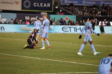 2023 MLS Normal Sezon: NYCFC, Inter Miami CF 'ye karşı. 11 Mart 2023, New York, ABD: New York 'taki Yankee Stadyumu' nda NYCFC ve Inter Miami CF arasında oynanan 2023 MLS Normal Mevsim futbol maçının ev sahibi açılışı. 