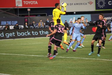 2023 MLS Normal Sezon: NYCFC, Inter Miami CF 'ye karşı. 11 Mart 2023, New York, ABD: New York 'taki Yankee Stadyumu' nda NYCFC ve Inter Miami CF arasında oynanan 2023 MLS Normal Mevsim futbol maçının ev sahibi açılışı. 