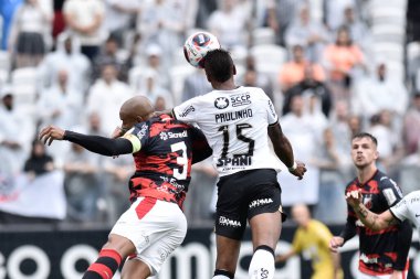 Paulista Futbol Şampiyonası: Korintliler Ituano 'ya karşı. 12 Mart 2023, Sao Paulo, Brezilya: Itaquera 'daki Neo Quimica Arena' da yapılan 2023 Paulista Futbol Şampiyonası çeyrek finalleri için geçerli olan Korintliler ve Ituano arasındaki futbol maçı