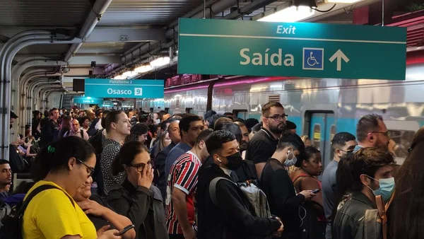 Zware Beweging Van Passagiers Bij Vila Olimpia Metro Maart 2023 — Stockfoto