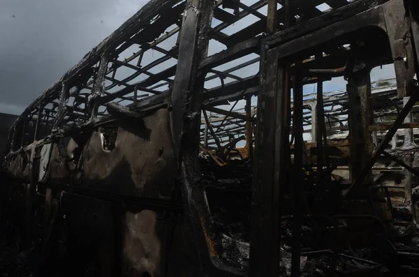 Los Criminales Continúan Sus Ataques Incendiando Autobuses Natal Marzo 2023 — Foto de Stock