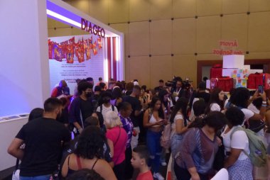 Favela Sao Paulo Fuarı. 17 Mart 2023, Sao Paulo, Brezilya: Dünya Ticaret Merkezi 'nde, kenar mahallelerden girişimcileri şirket ve yatırımcılara yakınlaştırma amaçlı bir etkinlik Cuma günü başlıyor..