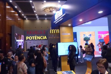 Favela Sao Paulo Fuarı. 17 Mart 2023, Sao Paulo, Brezilya: Dünya Ticaret Merkezi 'nde, kenar mahallelerden girişimcileri şirket ve yatırımcılara yakınlaştırma amaçlı bir etkinlik Cuma günü başlıyor..