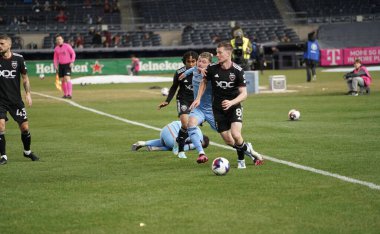 2023 MLS Normal Sezon: NYCFC DC United 'a karşı. 18 Mart 2023, New York, ABD: 2023 MLS Normal Mevsim futbol maçı New York Yankee Stadyumu 'nda NYCFC ve DC United arasında. NYCFC 3-2 kazandı..