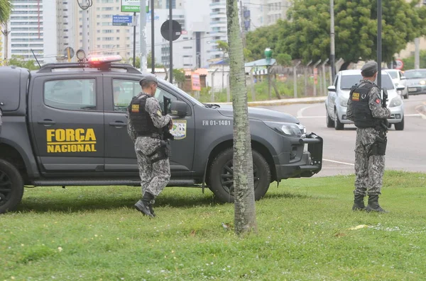 ナタールでの攻撃 2023年3月19日 ブラジルのリオグランデ ノルテ州ナタール パルナミリムRn駅は 日曜日の早朝 19日 に犯罪者によって標的とされた 市役所のテントを使わずに無料の展示会を開くと ポンタ — ストック写真