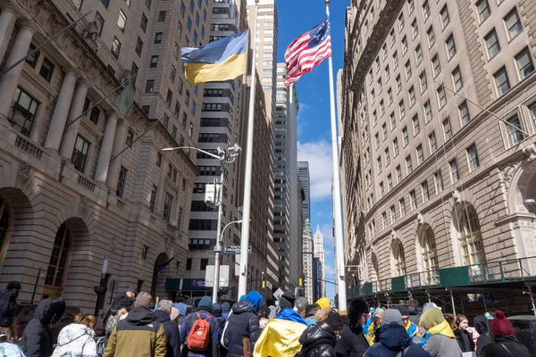 Zeremonie Zum Hissen Der Ukrainischen Flagge März 2023 New York — Stockfoto