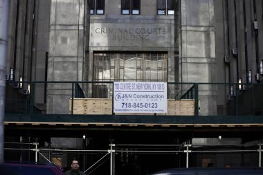 Donald Trump 'ın yakın zamanda New York' ta suçlanma olasılığı. 21 Mart 2023, New York, ABD: Eski ABD Başkanı Donald J. Trump 'ın beklentileri doğrultusunda Manhattan Adliyesi' nde basın mensuplarının yoğun hareketi