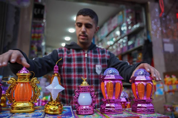 Int Palestyńczycy Kupują Przygotowują Się Przyjęcia Miesiąca Ramadan Marca 2023 — Zdjęcie stockowe