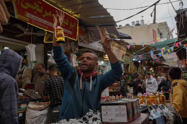 Int Palestinos Fazem Compras Preparam Para Receber Mês Ramadã Março — Fotografia de Stock