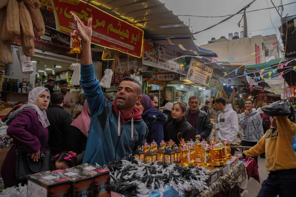 Int Palestinos Fazem Compras Preparam Para Receber Mês Ramadã Março — Fotografia de Stock