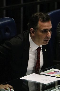 Brezilyalı Senatörler PCC 'nin Senatör Moro' yu kaçırma planına karşı çıktılar. 22 Mart 2023, Brasilia, Federal Bölge, Brezilya Federal Polis Teşkilatı 'nın Senatör Sergio Moro' yu kaçırıp öldürmeyi planlayan PCC üyelerine karşı yürüttüğü operasyon nedeniyle