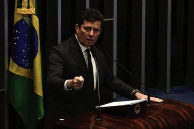 Brezilyalı Senatörler PCC 'nin Senatör Moro' yu kaçırma planına karşı çıktılar. 22 Mart 2023, Brasilia, Federal Bölge, Brezilya Federal Polis Teşkilatı 'nın Senatör Sergio Moro' yu kaçırıp öldürmeyi planlayan PCC üyelerine karşı yürüttüğü operasyon nedeniyle