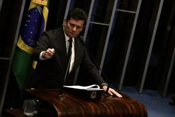 巴西参议员反对人民政协绑架参议员莫罗的计划 2023年3月22日 巴西利亚 联邦区 由于联邦警察对计划绑架和杀害参议员Sergio Moro的人民政协成员采取行动 — 图库照片