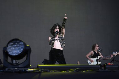 Conan Gray Performs at Lollapalooza 2023 Musical Show in Brazil. March 24, 2023, Sao Paulo, Brazil: Conan Gray band performs live on the Chevrolet Stage at Lollapalooza 2023 in Sao Paulo, Brazil, on Friday (24). 