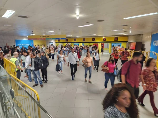 Huelga Del Metro Sao Paulo Causa Aglomeración Plataformas Marzo 2023 — Foto de Stock