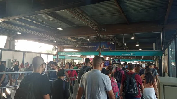 Sao Paulo Subway Strike Veroorzaakt Drukke Perrons Maart 2023 Sao — Stockfoto