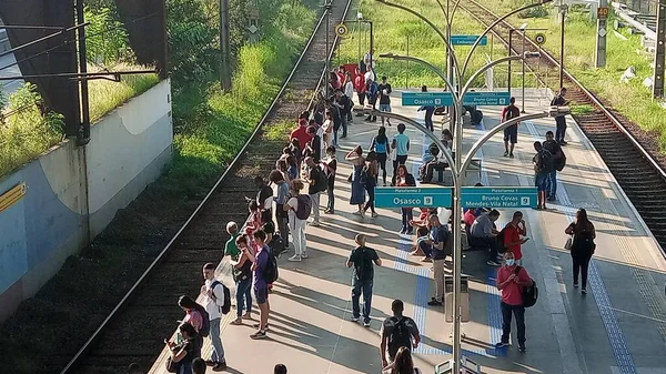 Sao Paulo Subway Strike Causes Crowded Platforms March 2023 Sao — Stock Photo, Image