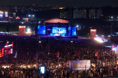 Rise, Brezilya 'daki Lollapalooza 2023 Müzikal Show' da sahneye çıkıyor. 24 Mart 2023, Sao Paulo, Brezilya: Bir Kanadalı grup 