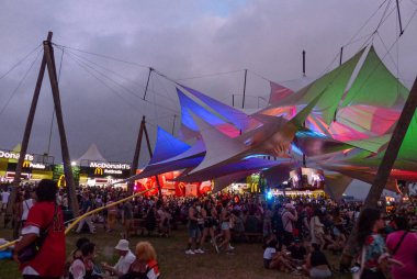 Janes Addictions grubu Performs at Lollapalooza 2023 Musical Show in Brazil. 25 Mart 2023, Sao Paulo, Brezilya: Jane 's Addictions from the vokalist Perry, creator of Lollapalooza, played on the Chevrolet stage 