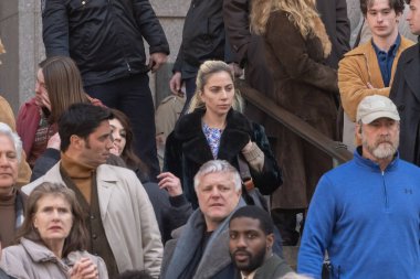 New York 'ta ünlüler görülmüş. 26 Mart 2023, New York, New York, ABD: Lady Gaga Joker için çekim yaparken görüldü: Folie a Deux New York Yüksek Mahkemesi tarafından 26 Mart 2023 tarihinde New York City 'de.  