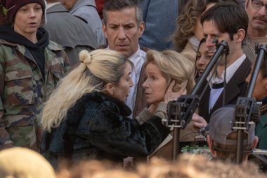 New York 'ta ünlüler görülmüş. 26 Mart 2023, New York, New York, ABD: Lady Gaga Joker için çekim yaparken görüldü: Folie a Deux New York Yüksek Mahkemesi tarafından 26 Mart 2023 tarihinde New York City 'de.  