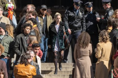 New York 'ta ünlüler görülmüş. 26 Mart 2023, New York, New York, ABD: Lady Gaga Joker için çekim yaparken görüldü: Folie a Deux New York Yüksek Mahkemesi tarafından 26 Mart 2023 tarihinde New York City 'de.  