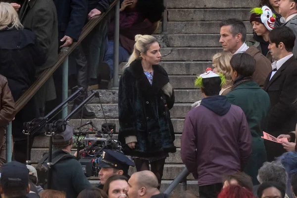 stock image Celebrity Sightings In New York. March 26, 2023, New York, New York, USA: Lady Gaga is seen filming on location for the Joker: Folie a Deux by the New York County Supreme Court on March 26, 2023 in New York City.  